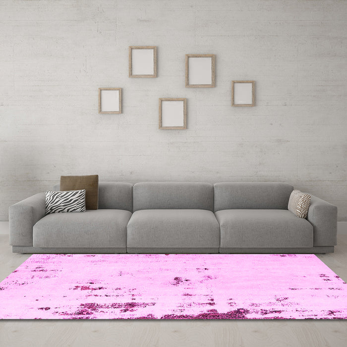 Machine Washable Abstract Pink Modern Rug in a Living Room, wshabs576pnk
