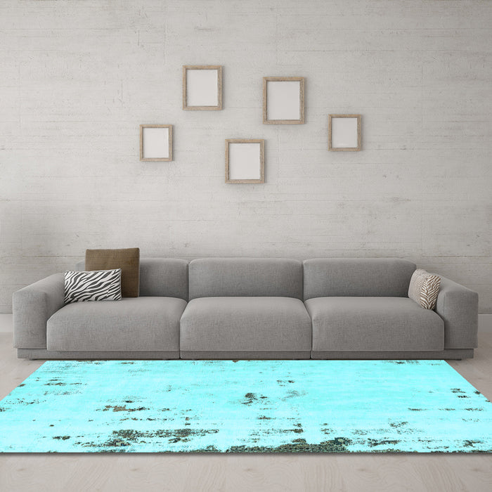 Machine Washable Abstract Light Blue Modern Rug in a Living Room, wshabs576lblu