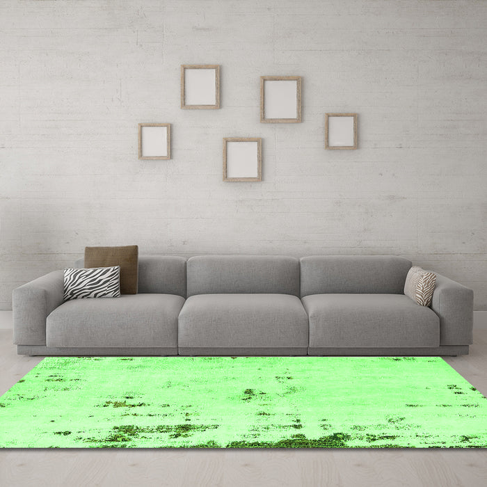 Machine Washable Abstract Green Modern Area Rugs in a Living Room,, wshabs576grn