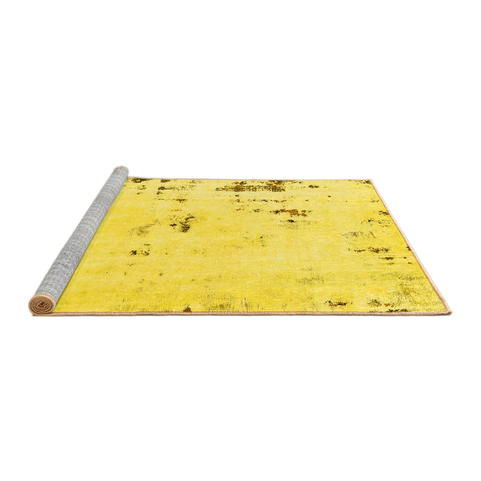 Sideview of Machine Washable Abstract Yellow Modern Rug, wshabs576yw