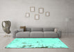 Machine Washable Abstract Turquoise Modern Area Rugs in a Living Room,, wshabs576turq