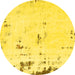 Round Abstract Yellow Modern Rug, abs576yw