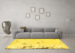 Machine Washable Abstract Yellow Modern Rug in a Living Room, wshabs576yw