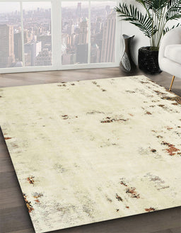 Machine Washable Abstract Vanilla Gold Rug in a Family Room, wshabs576