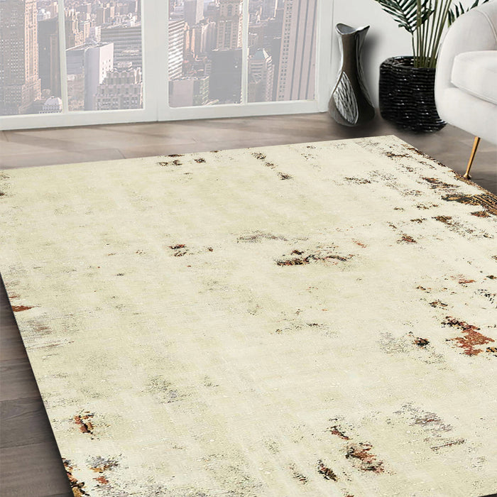 Machine Washable Abstract Vanilla Gold Rug in a Family Room, wshabs576