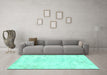 Machine Washable Abstract Turquoise Modern Area Rugs in a Living Room,, wshabs577turq