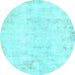 Round Machine Washable Abstract Light Blue Modern Rug, wshabs577lblu