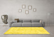 Machine Washable Abstract Yellow Modern Rug in a Living Room, wshabs577yw