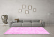 Machine Washable Abstract Pink Modern Rug in a Living Room, wshabs577pnk