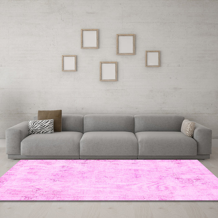 Machine Washable Abstract Pink Modern Rug in a Living Room, wshabs577pnk