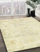 Abstract Brown Gold Modern Rug in Family Room, abs577