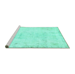 Sideview of Machine Washable Abstract Turquoise Modern Area Rugs, wshabs577turq