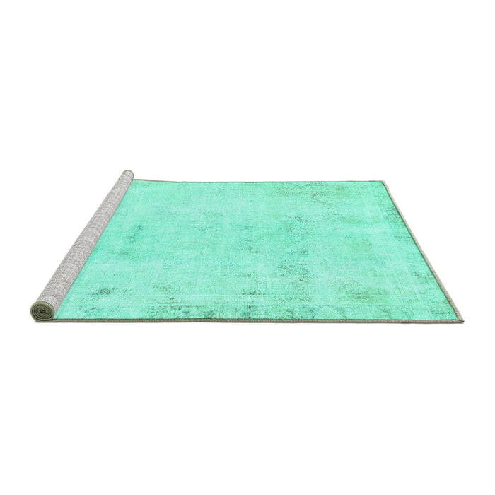 Sideview of Machine Washable Abstract Turquoise Modern Area Rugs, wshabs577turq
