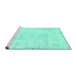 Sideview of Machine Washable Abstract Turquoise Modern Area Rugs, wshabs577turq