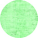 Round Abstract Emerald Green Modern Rug, abs577emgrn