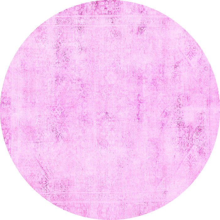 Round Machine Washable Abstract Pink Modern Rug, wshabs577pnk