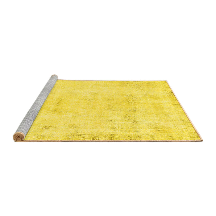 Sideview of Machine Washable Abstract Yellow Modern Rug, wshabs577yw