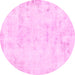 Round Abstract Pink Modern Rug, abs577pnk