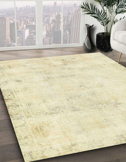 Machine Washable Abstract Brown Gold Rug in a Family Room, wshabs577