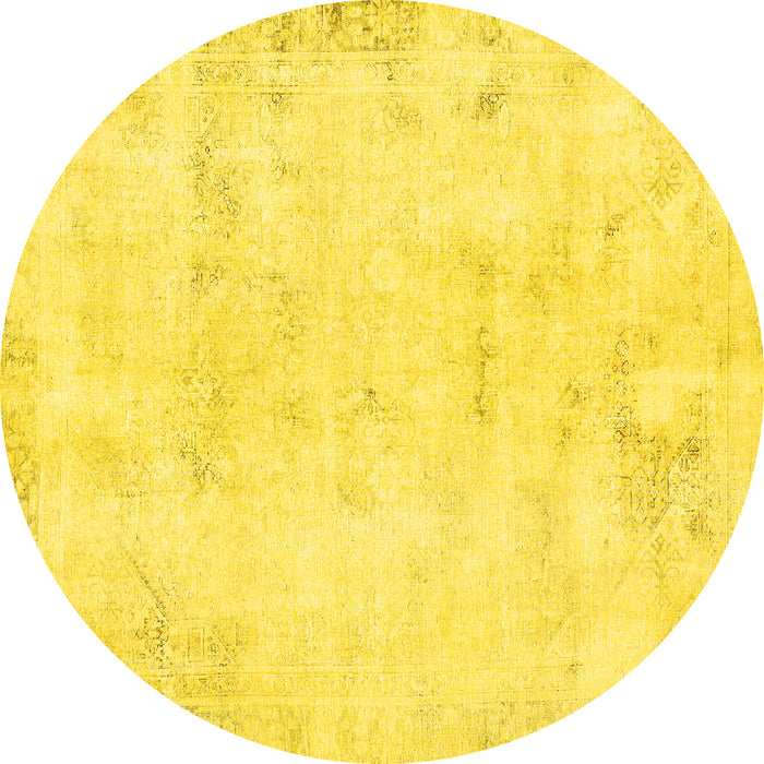 Round Abstract Yellow Modern Rug, abs577yw