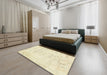 Abstract Brown Gold Modern Rug in a Bedroom, abs577