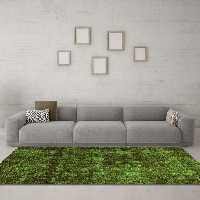 Machine Washable Abstract Green Modern Area Rugs in a Living Room,, wshabs578grn