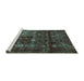 Sideview of Machine Washable Abstract Turquoise Modern Area Rugs, wshabs578turq