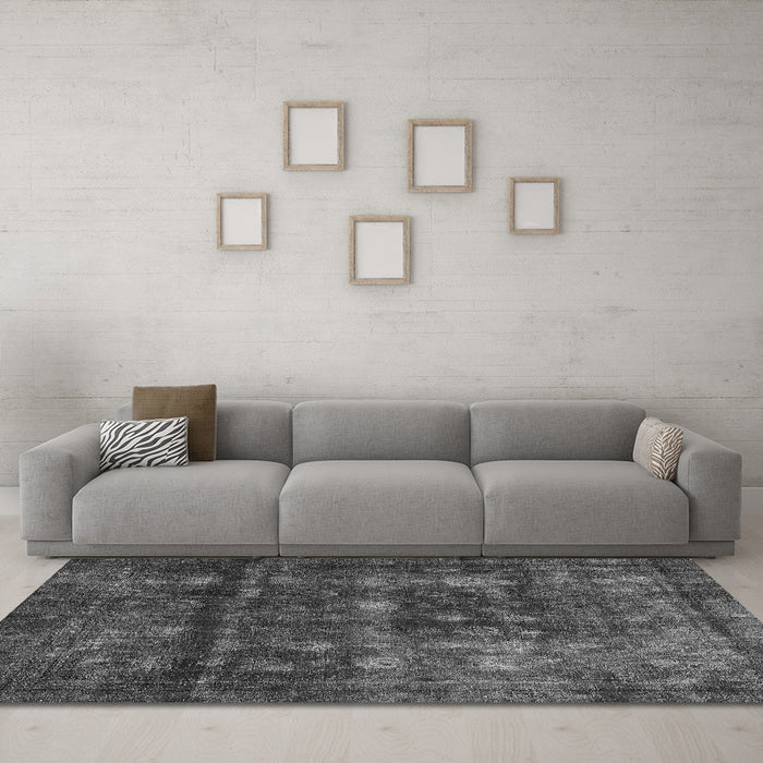 Machine Washable Abstract Gray Modern Rug in a Living Room,, wshabs578gry