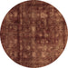 Round Machine Washable Abstract Brown Modern Rug, wshabs578brn