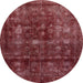 Round Machine Washable Abstract Red Wine or Wine Red Rug, wshabs578