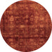 Round Abstract Orange Modern Rug, abs578org