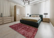 Abstract Wine Red Modern Rug in a Bedroom, abs578