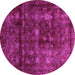 Round Machine Washable Abstract Pink Modern Rug, wshabs578pnk