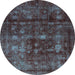 Round Machine Washable Abstract Light Blue Modern Rug, wshabs578lblu