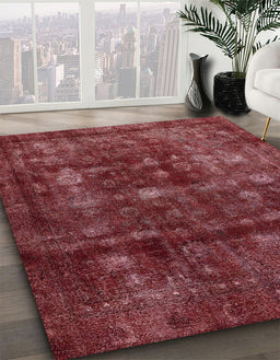 Machine Washable Abstract Red Wine or Wine Red Rug in a Family Room, wshabs578