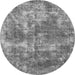 Round Machine Washable Abstract Gray Modern Rug, wshabs579gry