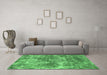 Machine Washable Abstract Emerald Green Modern Area Rugs in a Living Room,, wshabs579emgrn