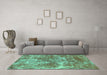 Machine Washable Abstract Turquoise Modern Area Rugs in a Living Room,, wshabs579turq