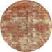 Round Abstract Sandy Brown Modern Rug, abs579