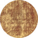 Round Abstract Brown Modern Rug, abs579brn