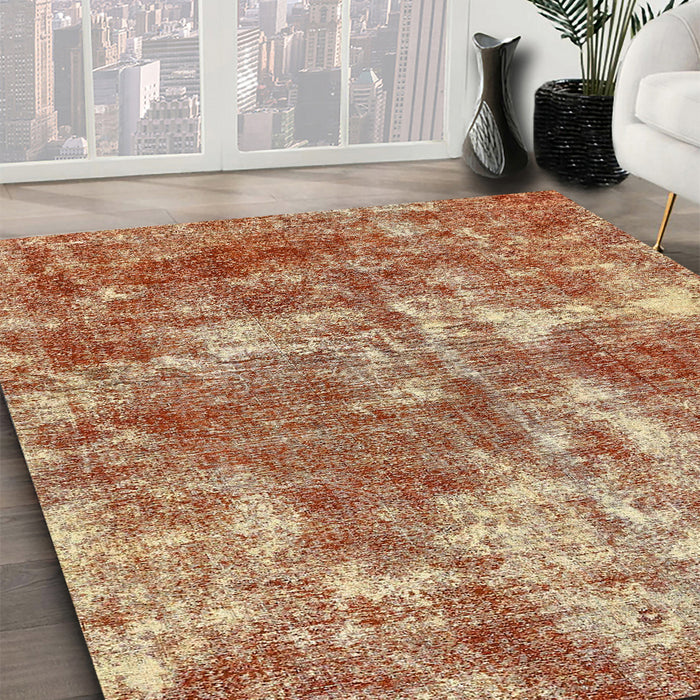 Machine Washable Abstract Sandy Brown Rug in a Family Room, wshabs579