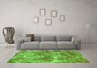 Machine Washable Abstract Green Modern Area Rugs in a Living Room,, wshabs579grn