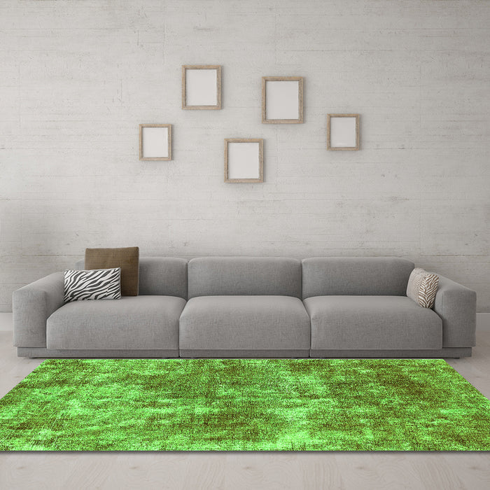 Machine Washable Abstract Green Modern Area Rugs in a Living Room,, wshabs579grn