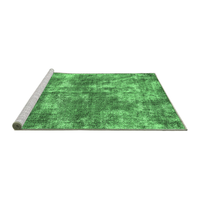 Sideview of Machine Washable Abstract Emerald Green Modern Area Rugs, wshabs579emgrn