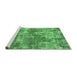 Sideview of Machine Washable Abstract Emerald Green Modern Area Rugs, wshabs579emgrn