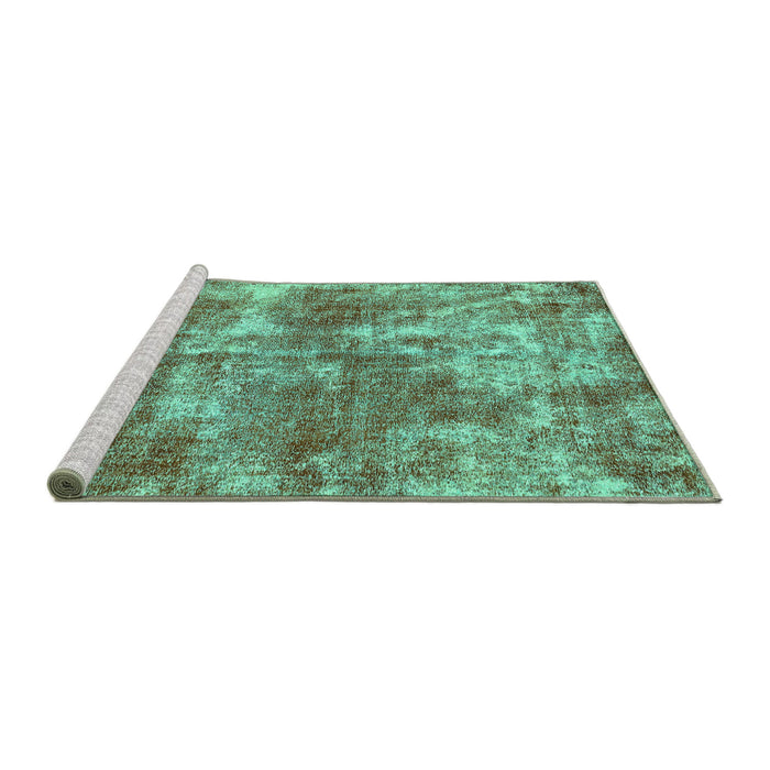 Sideview of Machine Washable Abstract Turquoise Modern Area Rugs, wshabs579turq