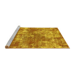 Sideview of Machine Washable Abstract Yellow Modern Rug, wshabs579yw