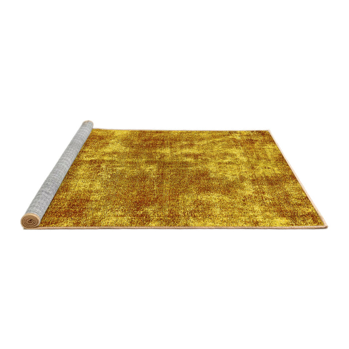 Sideview of Machine Washable Abstract Yellow Modern Rug, wshabs579yw
