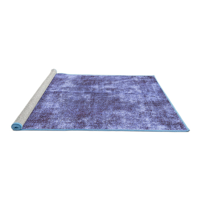 Sideview of Machine Washable Abstract Blue Modern Rug, wshabs579blu