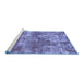 Sideview of Machine Washable Abstract Blue Modern Rug, wshabs579blu